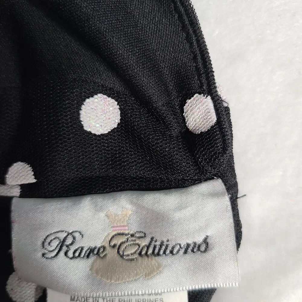 Rare Editions Black & White Polka Dot & Red Bow Baby Girl Dress Top 18 M 2125